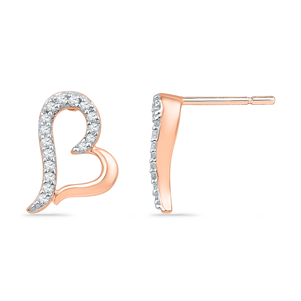 Buy 18kt Rose Gold Heart Shaped Diamond Earrings Online