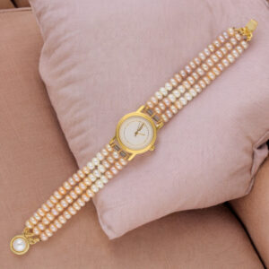 Waheeda 3 Lines Pearl Wrist Watch