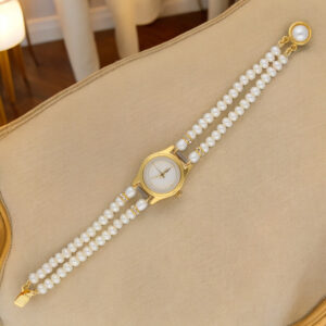 Hiya 2 Lines Round Pearl Wrist Watch
