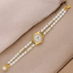 Eeshika 2 Lines Round Pearl Wrist Watch