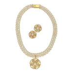 Resplendent Dual Line Pearl Necklace Set