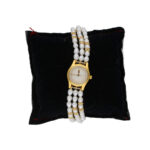 Quincy 3 Lines Round Pearl Wrist Watch