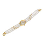 Quincy 3 Lines Round Pearl Wrist Watch