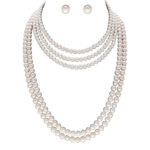 Round 5 Lines White Pearl Necklace