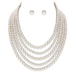 White Round 5 Lines Pearl Necklace