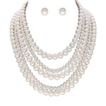 Classic White Round 5 Lines Pearl Necklace