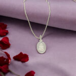 3.5 Grams Silver Ganesha Oval Pendant With Chain