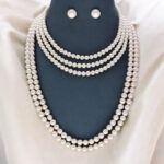 Round 5 Lines White Pearl Necklace