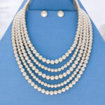 White Round 5 Lines Pearl Necklace