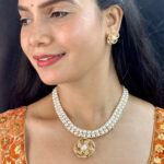 Resplendent Dual Line Pearl Necklace Set