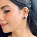 92.5 Silver Flower Black Pearl Studs