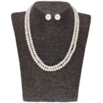 2 Line White Button Pearl Set