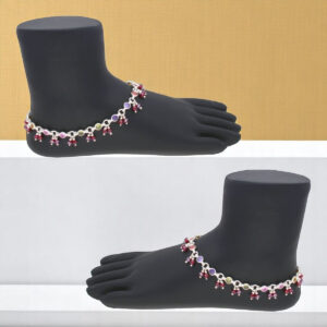 42 Grams Veda stones Silver Payal