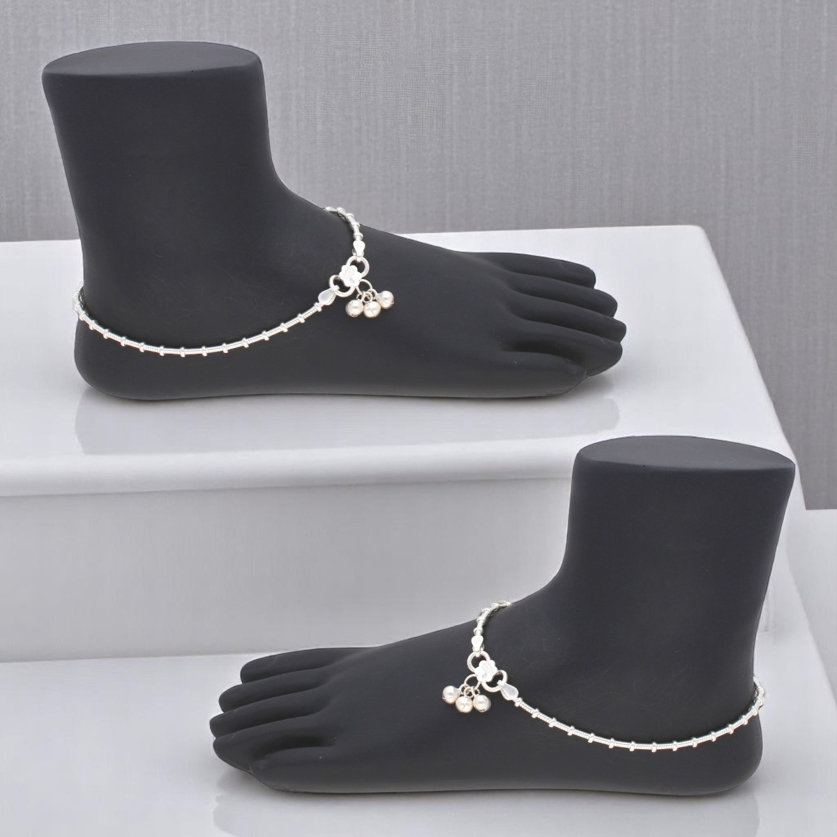 Ethinic Plain Silver Payal for Women jpearls