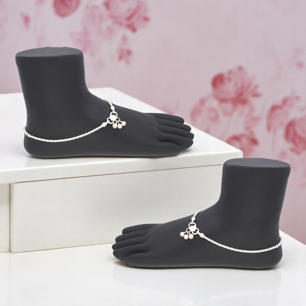 Ruby Plain Silver Payal for Women jpearls