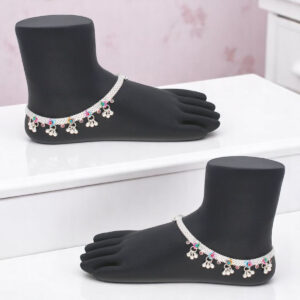 43 Grams Rose stones Silver Payal