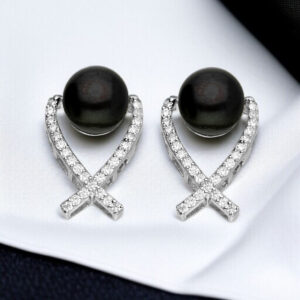 92.5 Silver Black Pearl Earrings