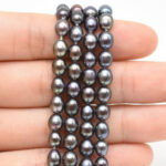 AAA Freshwater Pearl 5-6 MM Black Oval Luster Pearl String