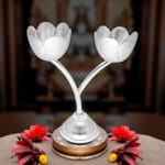 Floral Silver Diya Stand