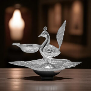 Peacock Silver Diya