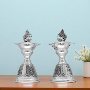 261 Grams Antique Peacock Silver Diya