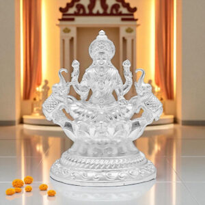 56 Grams Silver Lotus lakshmi Idol with Elephants