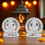 54 Grams Silver Round Ganesh Laxmi Pair Idols (Big)