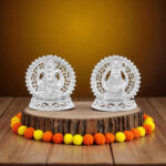 34 Grams Silver Round Ganesh Laxmi Pair Idols (Small)