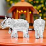 100 Grams Silver Big Solid Elephant Pair Statues