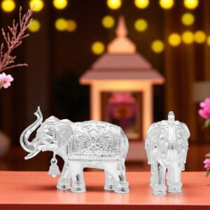 24 Grams Silver Small Solid Elephant Pair Statues