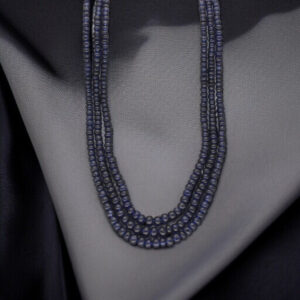 3 Line BlueSapphire Button Necklace