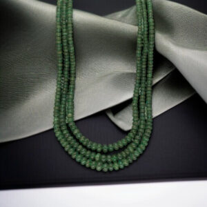 3 Line Emerald Button Necklace