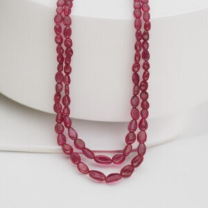 2 Line Ruby Oval Necklace