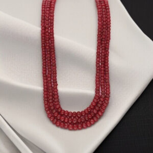 3 Line Ruby Button Necklace