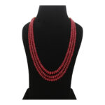 3 Line Ruby Button Necklace