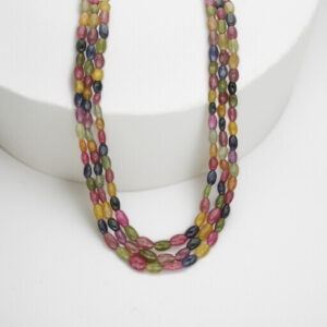 3 Lines Multi Ruby Oval necklace