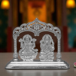 Lakshmi Ganesh Silver idol in Mandapam