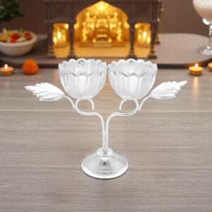 33 Grams Silver 2 Flower Haldi Kumkum Holder