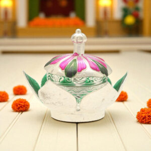 25 Grams Silver Green Flower kumkum Bharni