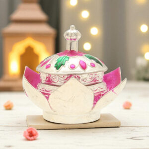 25 Grams Silver Pink Lotus Flower kumkum Box