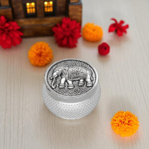 25 Grams Silver Antique Elephant kumkum bharani