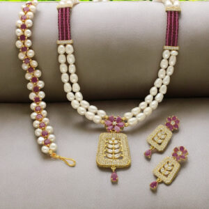 Inarah Pearl Necklace Set With Bracelet