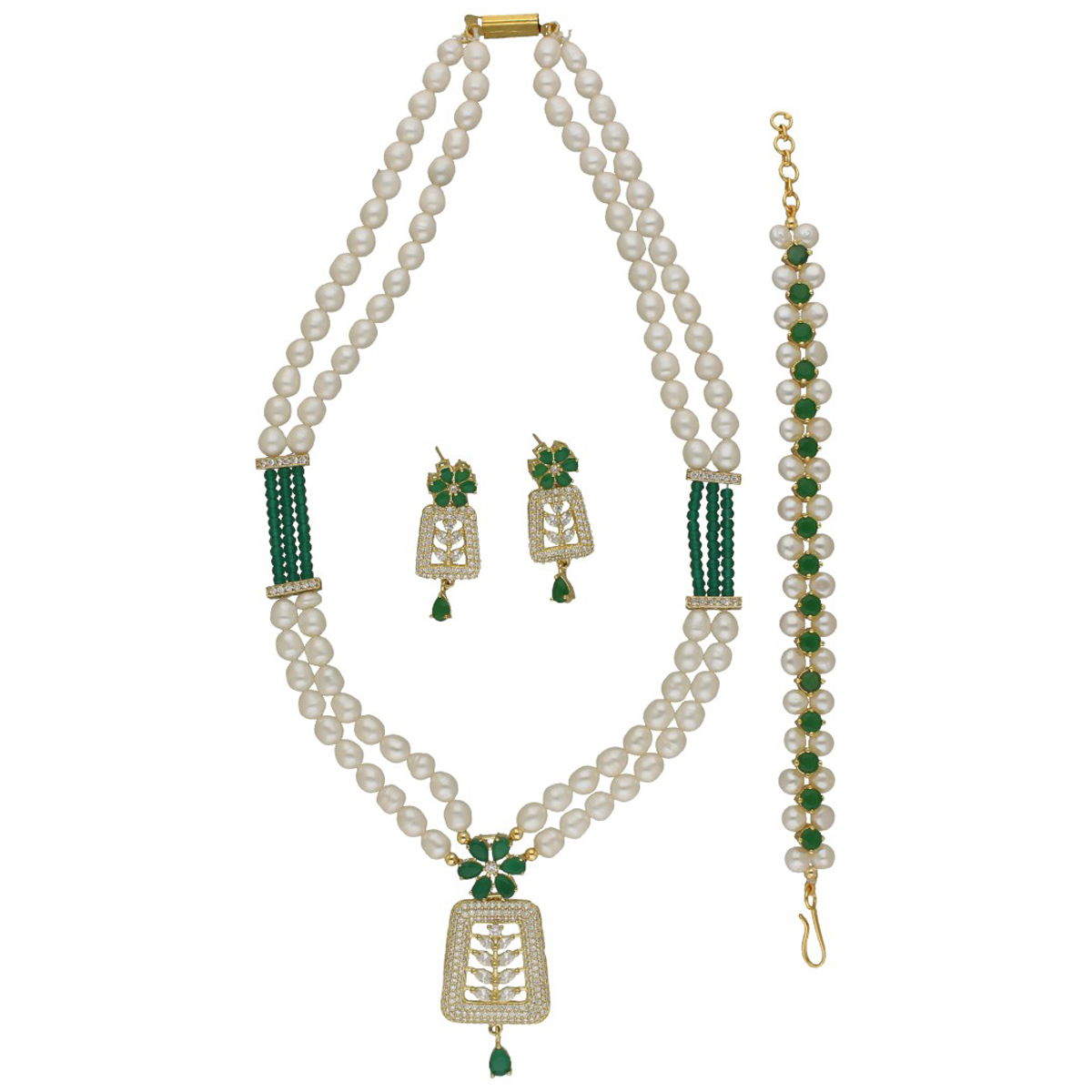 Ornate Veil Pearl Necklace Set With Bracelet – Jagdamba Pearls