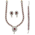 Cosmic Crest Pearl Necklace Set With Bracelet