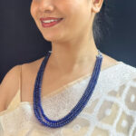 3 Line BlueSapphire Button Necklace