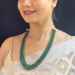 3 Line Emerald Button Necklace