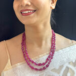 2 Line Ruby Oval Necklace