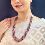 3 Lines Multi Ruby Oval necklace