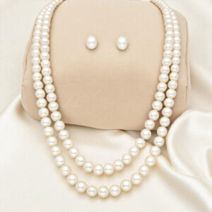 Dhavni 2 Lines Round Pearl Set