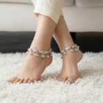 43 Grams Rose stones Silver Payal